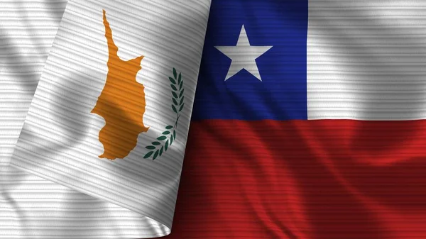 Chile Chipre Tela Bandera Realista Textura Ilustración —  Fotos de Stock