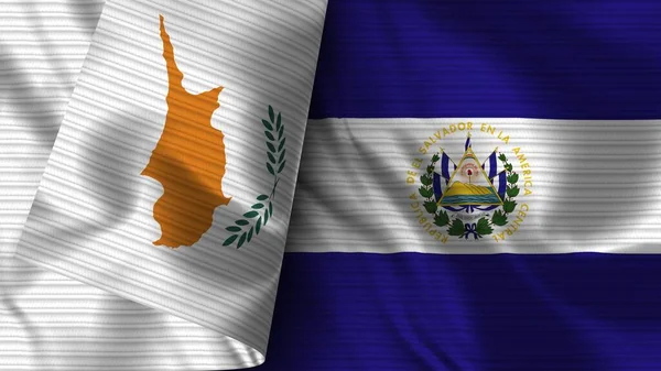 Salvador Und Zypern Realistische Flaggen Textur Illustration — Stockfoto