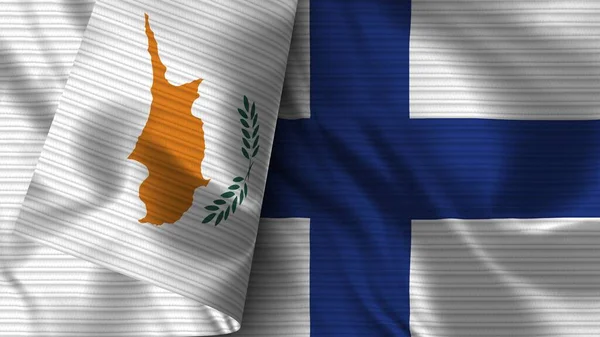 Финляндия Кипр Реалистичный Флаг Ткань Текстуры Иллюстрация — стоковое фото