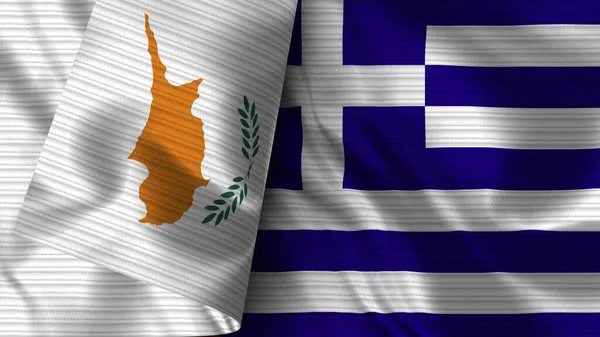 Греция Кипр Реалистичный Флаг Ткань Текстуры Иллюстрация — стоковое фото