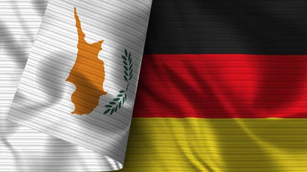 Alemania Chipre Tela Bandera Realista Textura Ilustración —  Fotos de Stock
