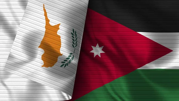 Jordanien Und Zypern Realistische Flagge Stoff Textur Illustration — Stockfoto