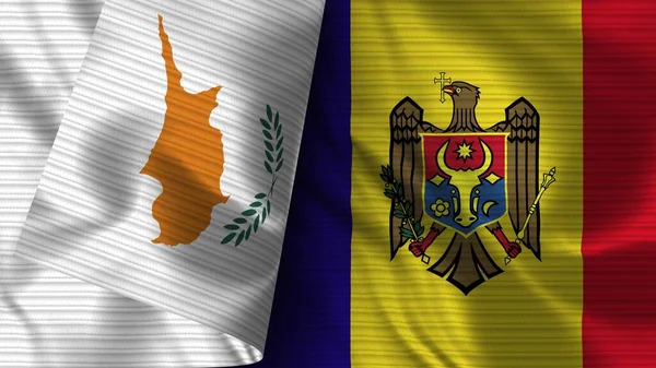 Moldavië Cyprus Realistische Vlag Stof Textuur Illustratie — Stockfoto