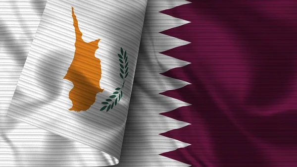 Katar Und Zypern Realistische Flagge Textur Illustration — Stockfoto