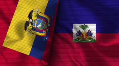 Haiti ve Ekvador Gerçekçi Bayrak Kumaşı Dokusu 3B Görüntü