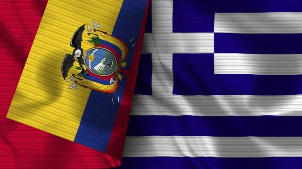 Greece Ecuador Realist Flag Fabric Texture Illustration — стокове фото