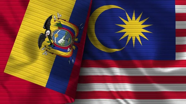 Malaysia Ecuador Realistic Flag Fabric Texture Illustration — 스톡 사진