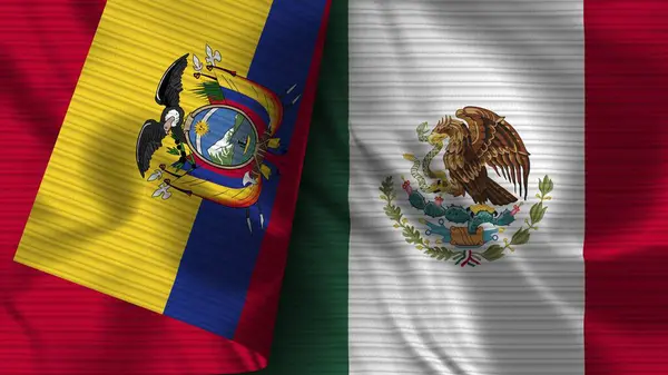 Μεξικό Και Εκουαδόρ Ρεαλιστική Σημαία Ύφασμα Εικονογράφηση — Φωτογραφία Αρχείου