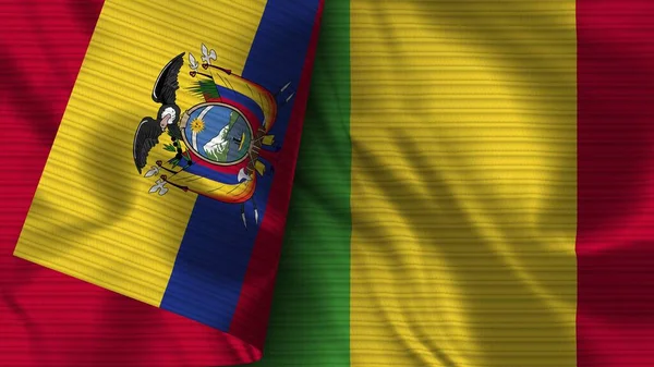 Mali Ekvador Gerçekçi Bayrak Kumaşı Dokusu Görüntü — Stok fotoğraf