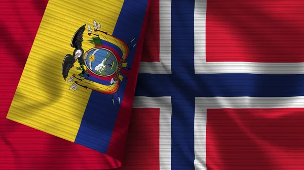 Норвегия Эквадор Реалистичный Флаг Ткань Текстуры Иллюстрация — стоковое фото