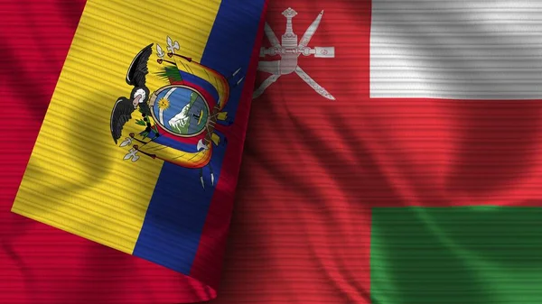 Ilustrace Omán Ekvádorská Realistická Vlajková Textilie — Stock fotografie
