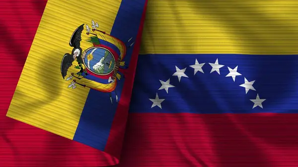 Venezuela Ecuador Realistische Vlag Stof Textuur Illustratie — Stockfoto