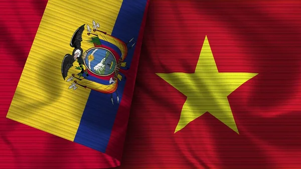 Vietnam Ekvador Gerçekçi Bayrak Kumaşı Dokusu Görüntü — Stok fotoğraf