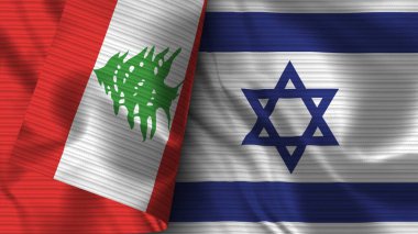 İsrail ve Lübnan Gerçekçi Bayrak Kumaşı Dokusu 3D Görüntü