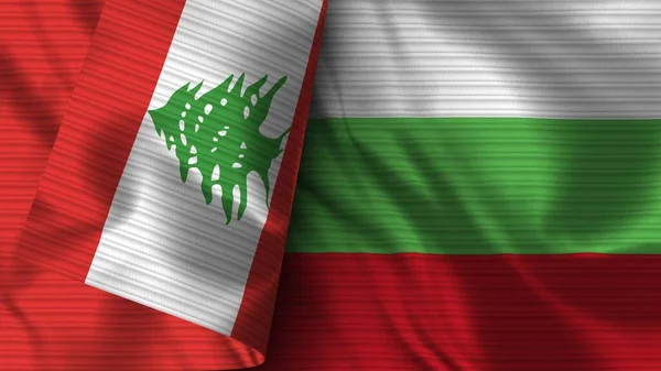 Bulgária Libanon Realisztikus Zászló Szövet Textúra Illusztráció — Stock Fotó