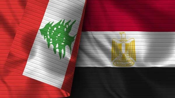 Egitto Libano Bandiera Realistica Tessuto Texture Illustrazione — Foto Stock