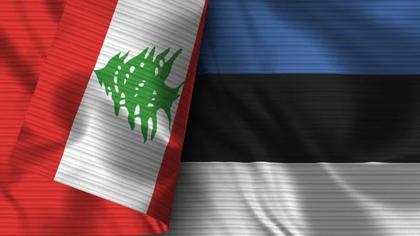 Észtország Libanon Realisztikus Zászló Szövet Textúra Illusztráció — Stock Fotó