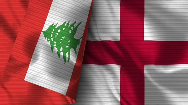 Anglia Libanon Realisztikus Zászló Szövet Textúra Illusztráció — Stock Fotó
