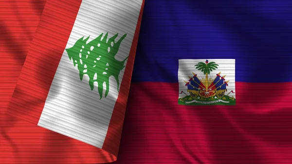 Haiti Libano Bandiera Realistica Tessuto Texture Illustrazione — Foto Stock