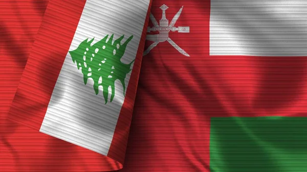 Oman Libano Bandiera Realistica Tessuto Texture Illustrazione — Foto Stock