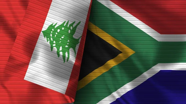 Sudafrica Libano Bandiera Realistica Tessuto Texture Illustrazione — Foto Stock