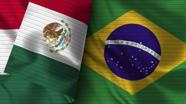 Brezilya ve Meksika Gerçekçi Bayrak Kumaşı Dokusu 3D Görüntü