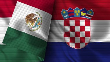 Hırvatistan ve Meksika Gerçekçi Bayrak Kumaşı Üç Boyutlu Görüntü