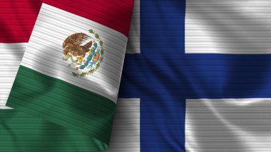 Finlandiya ve Meksika Gerçekçi Bayrak Kumaşı Dokusu 3D Görüntü