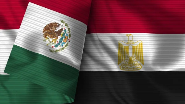 Αίγυπτος Και Μεξικό Ρεαλιστική Σημαία Ύφασμα Εικονογράφηση — Φωτογραφία Αρχείου