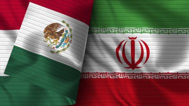 İran ve Meksika Gerçekçi Bayrak Kumaşı Dokusu 3D Görüntü