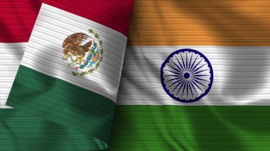Hindistan ve Meksika Gerçekçi Bayrak Kumaşı Dokusu 3D Görüntü