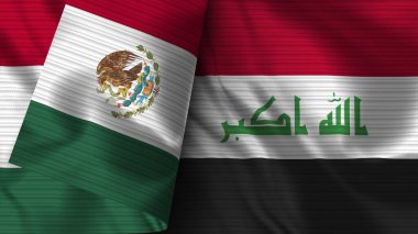 Irak ve Meksika Gerçekçi Bayrak Kumaşı Üç Boyutlu Görüntü