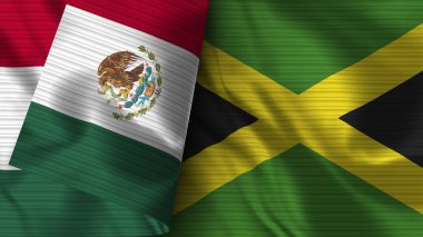 Jamaika ve Meksika Gerçekçi Bayrak Kumaşı Dokusu 3D Görüntü