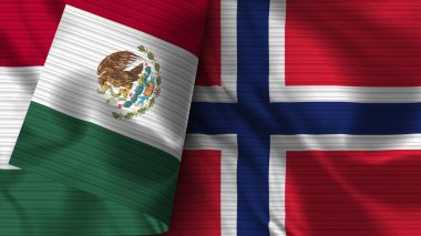 Norveç ve Meksika Gerçekçi Bayrak Kumaşı Dokusu 3D Görüntü