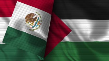 Filistin ve Meksika Gerçekçi Bayrak Kumaşı Dokusu 3D Görüntü