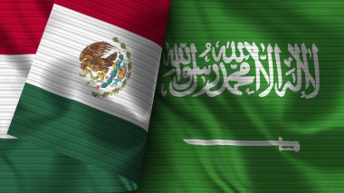 Suudi Arabistan ve Meksika Gerçekçi Bayrak Kumaşı 3 boyutlu Görüntü