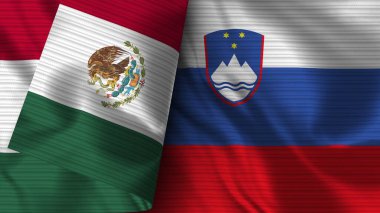 Slovenya ve Meksika Gerçekçi Bayrak Kumaşı Dokusu 3D Görüntü