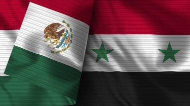 Suriye ve Meksika Gerçekçi Bayrak Kumaşı Dokusu 3D Görüntü
