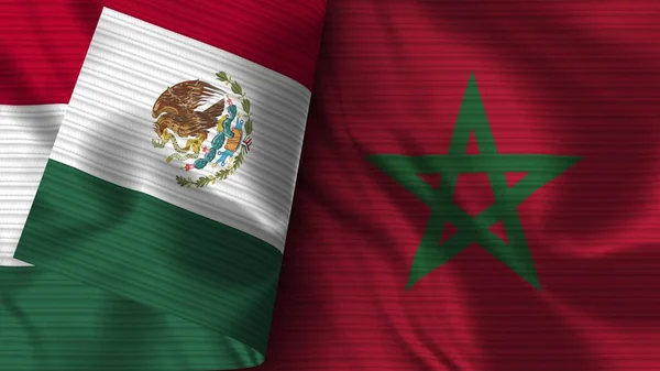 Marruecos México Tela Bandera Realista Textura Ilustración —  Fotos de Stock