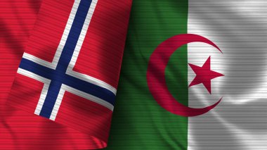 Cezayir ve Norveç Gerçekçi Bayrak Kumaşı Dokusu 3D Görüntü