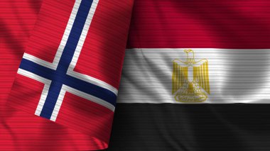 Mısır ve Norveç Gerçekçi Bayrak Kumaşı Dokusu 3B Görüntü