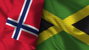 Jamaika ve Norveç Gerçekçi Bayrak Kumaşı Dokusu 3B Görüntü