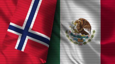 Meksika ve Norveç Gerçekçi Bayrak Kumaşı Dokusu 3D Görüntü