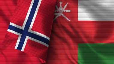 Umman ve Norveç Gerçekçi Bayrak Kumaşı Dokusu 3B Görüntü