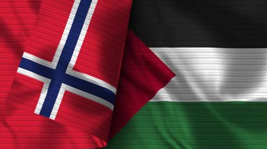 Filistin ve Norveç Gerçekçi Bayrak Kumaşı Dokusu 3D Görüntü