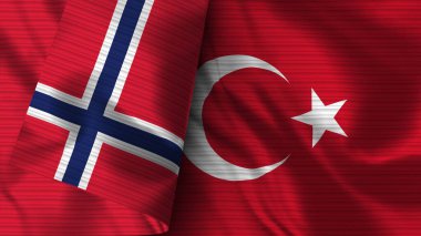 Türkiye ve Norveç Gerçekçi Bayrak Kumaşı Dokusu 3B Görüntü
