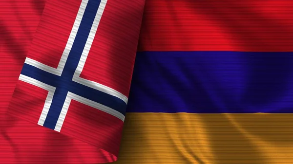 Вірменія Норвегія Realist Flag Fabric Texture Illustration — стокове фото