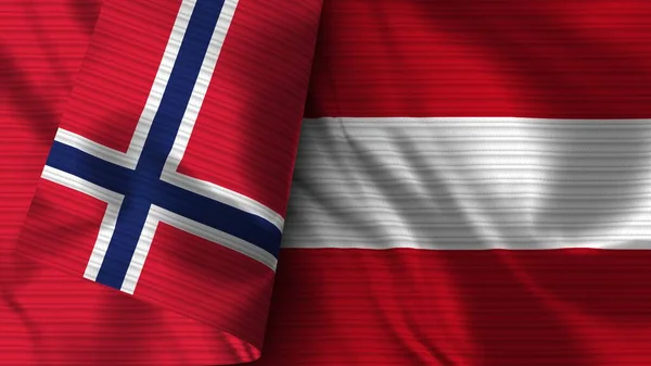 Österreich Und Norwegen Realistische Flagge Textur Illustration — Stockfoto