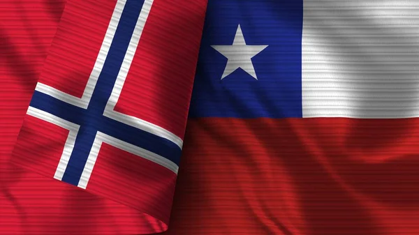 칠레와 노르웨이 Realistic Flag Fabric Texture Illustration — 스톡 사진