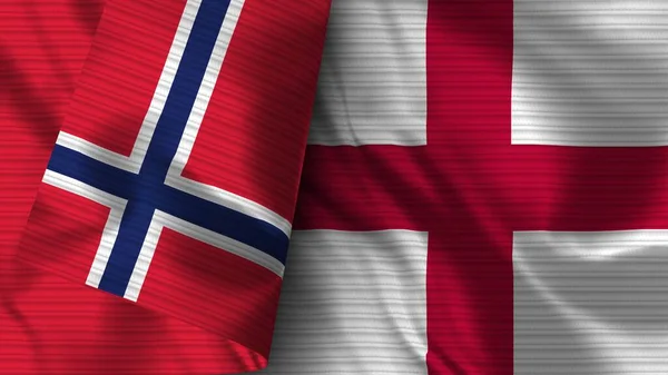 England Und Norwegen Realistische Flaggen Textur Illustration — Stockfoto